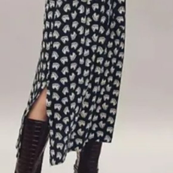 Ann Taylor Women Blue Horses Midi Dress with Detachable Belt - Picture 3 of 15